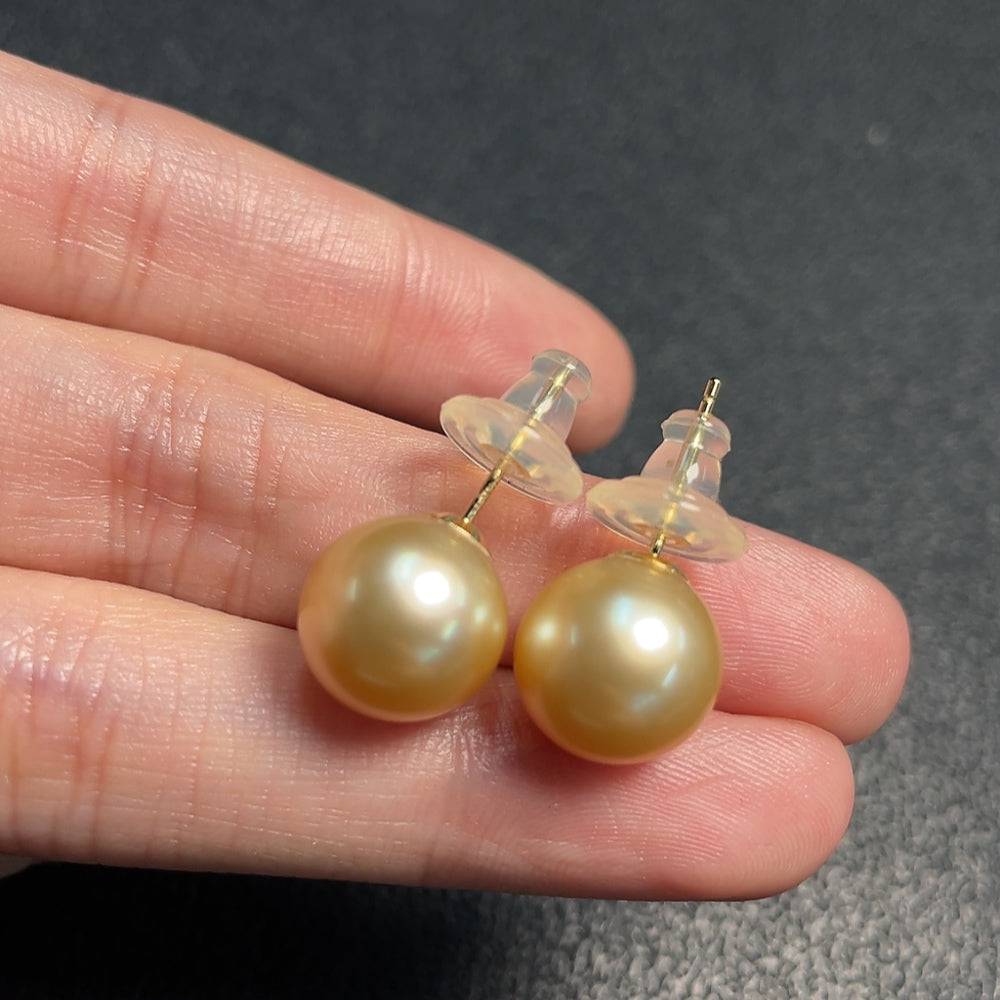 Huiliu Certified seawater pearl earrings with 11.2mm round pearls, natural color, elegant jewelry for women