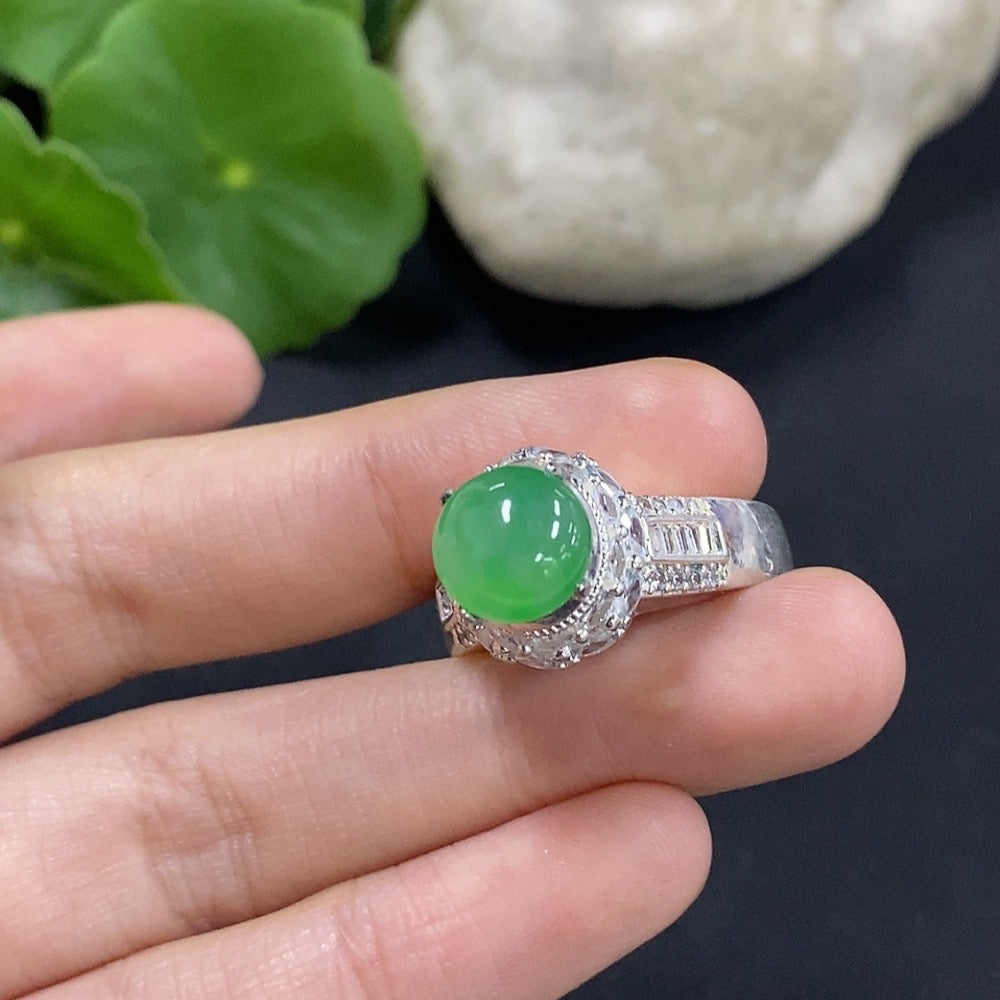 Jadeite cabochon, non- inlaid, . | Huiliu Certified