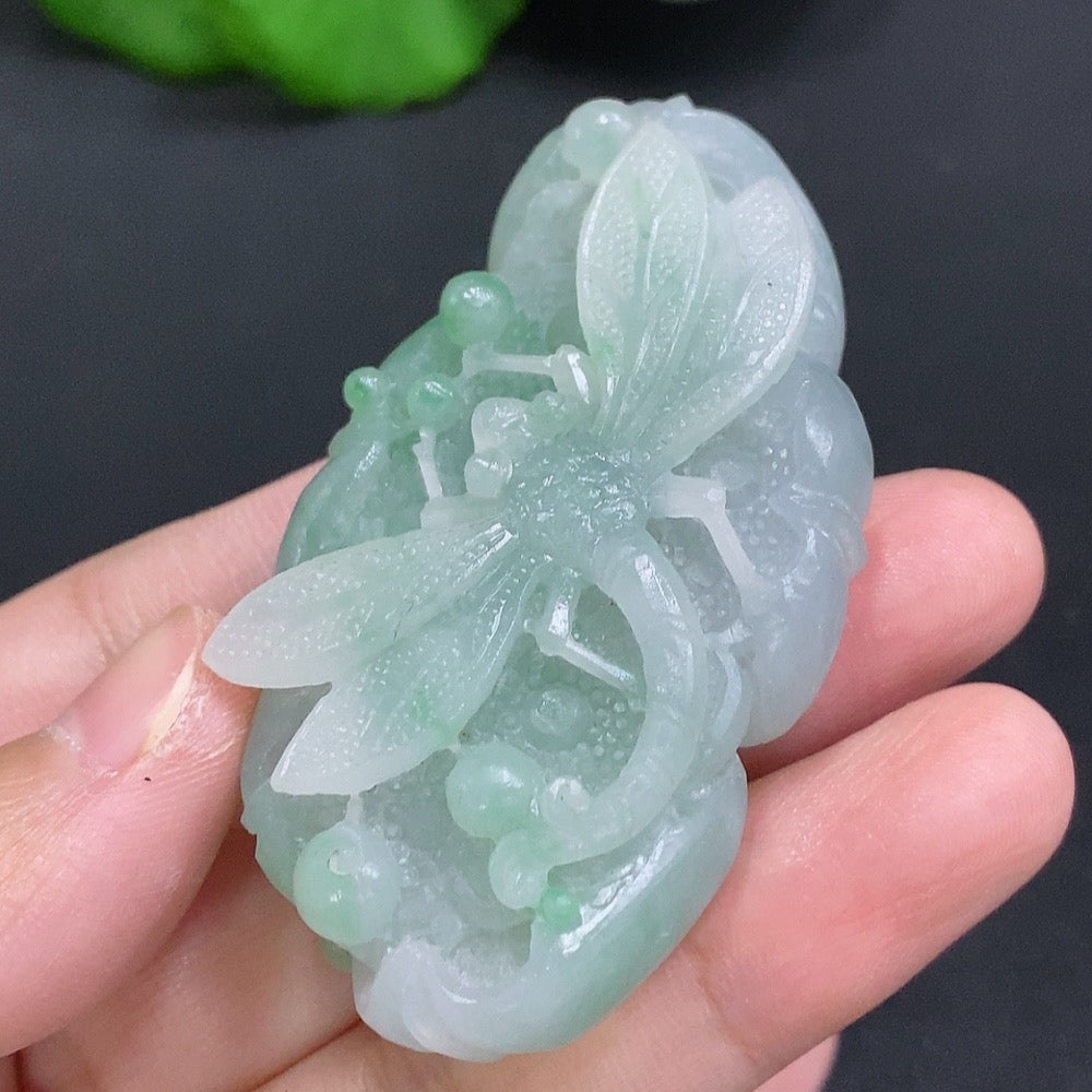 Jadeite Rough Dragonfly Pendant 53.512g