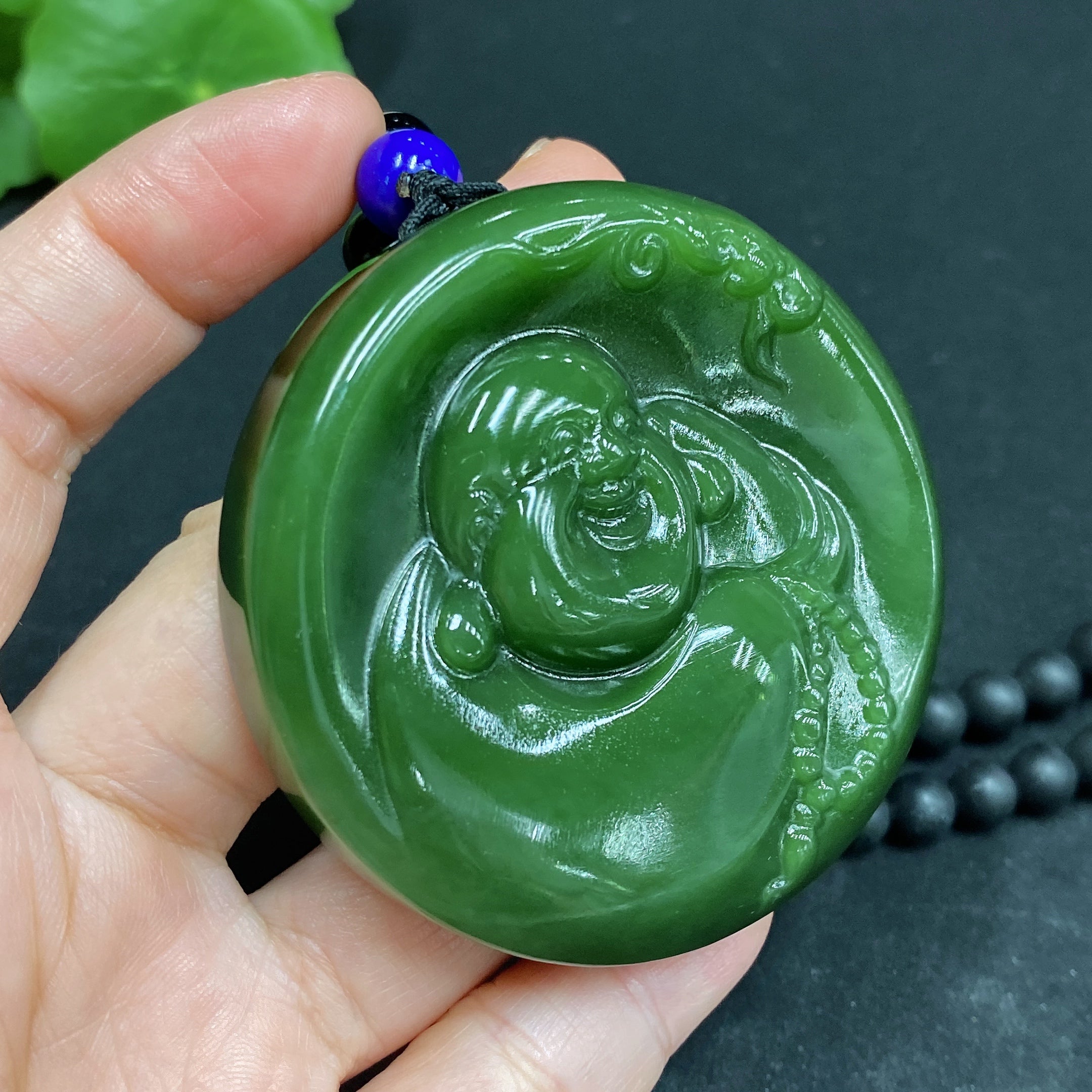 Hetian Jade Pendant - Buddha with Non-Hetian Jade Chain Total Weight Approx. 118.4g (Incl. Chain)