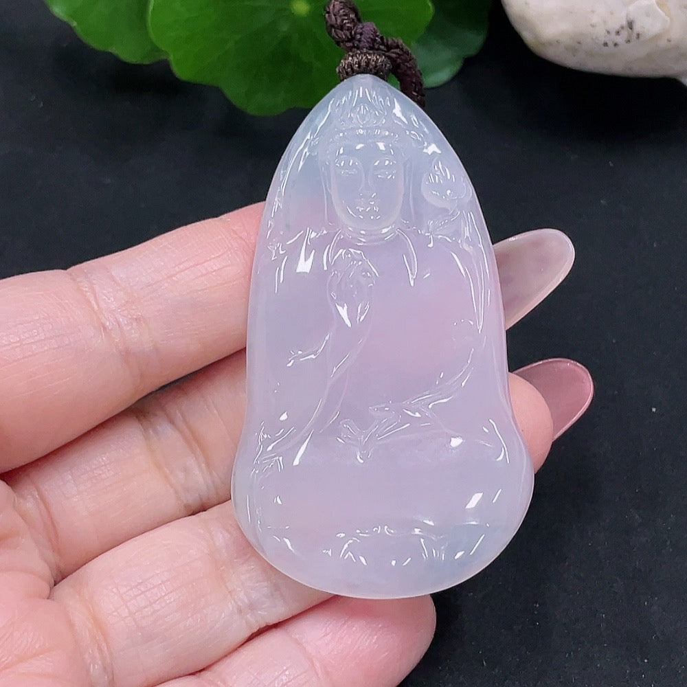 Jadeite Guanyin Pendant . (Including Rope Weight) | Huiliu Certified