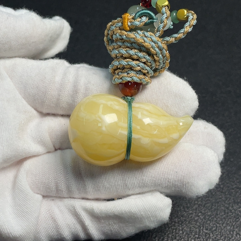 Amber Beeswax Pendant . with Rope Non- | Huiliu Certified