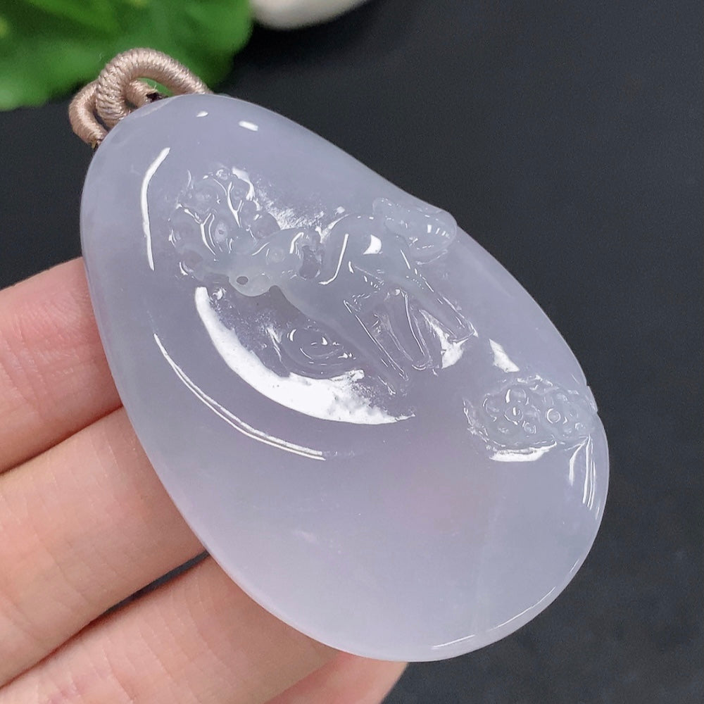 Jadeite You Are Always with Me Pendant (Total weight with rope: approx. 33.5g)