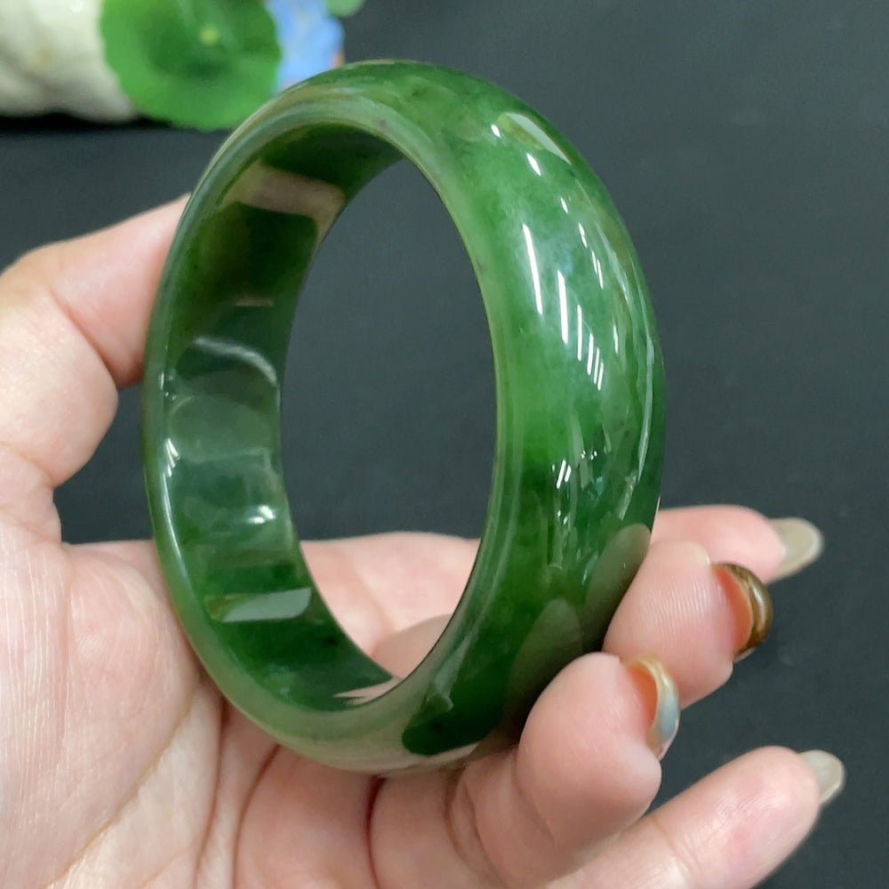 Hetian Jade Jasper Round Bracelet . | Huiliu Certified