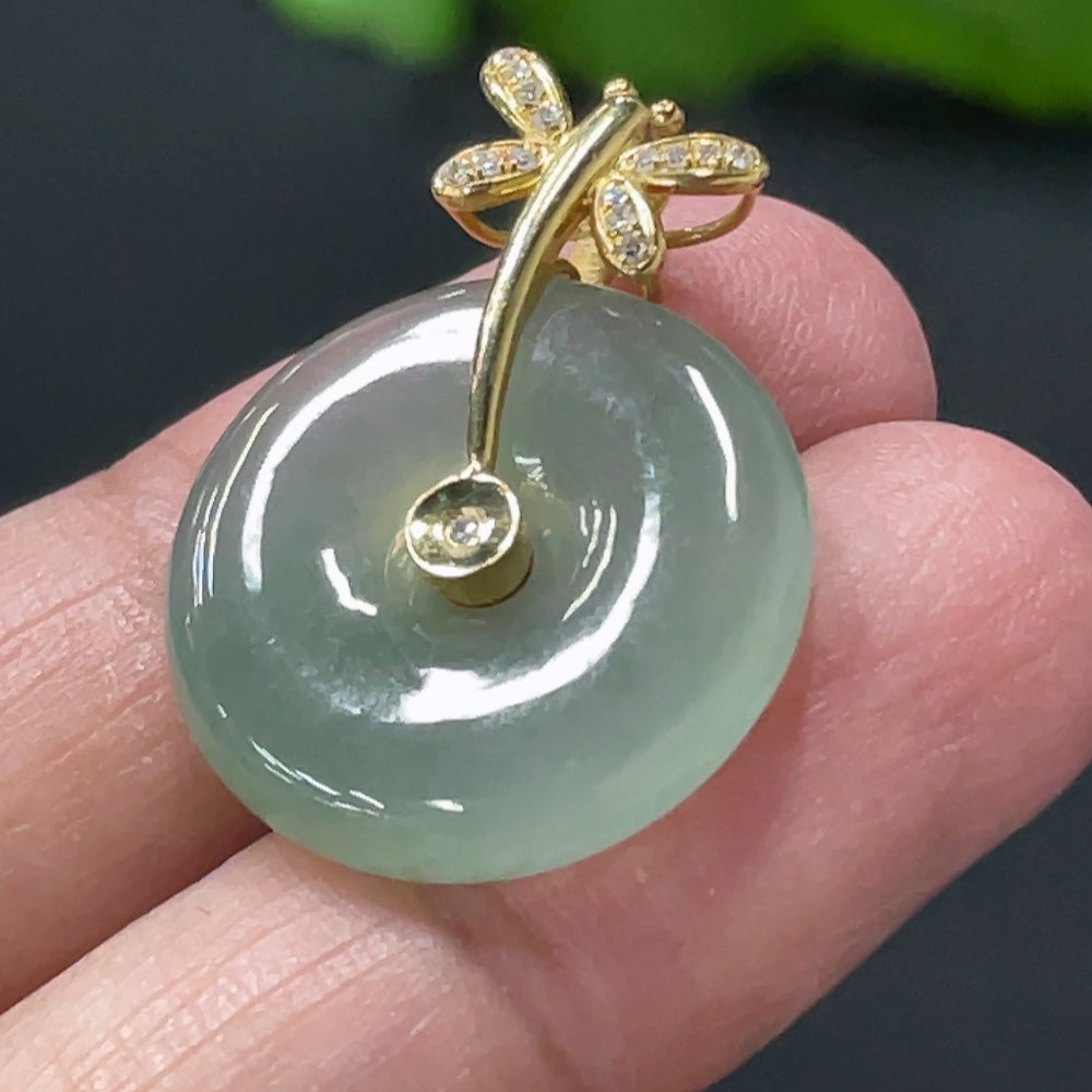 Jadeite Peace Pendant with Bail and Diamond Accents, . | Huiliu Certified