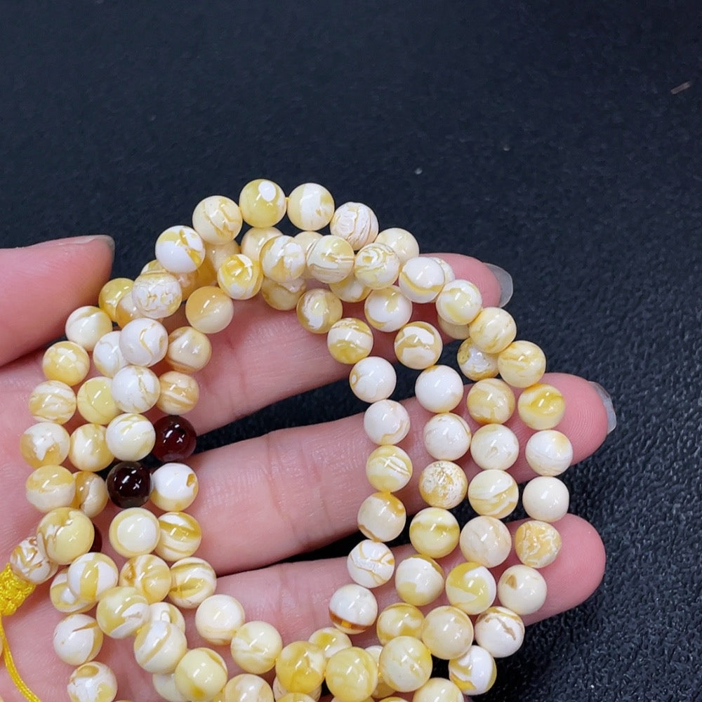 Amber Beeswax Bead Necklace Size About 6.1mm