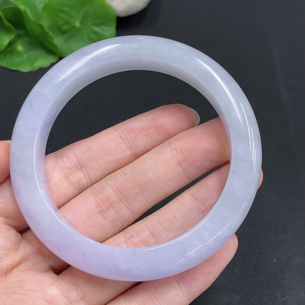 Jadeite round bracelet with 61.5g weight and size 58, featuring smooth green jade beads, by HUILIU HQ.