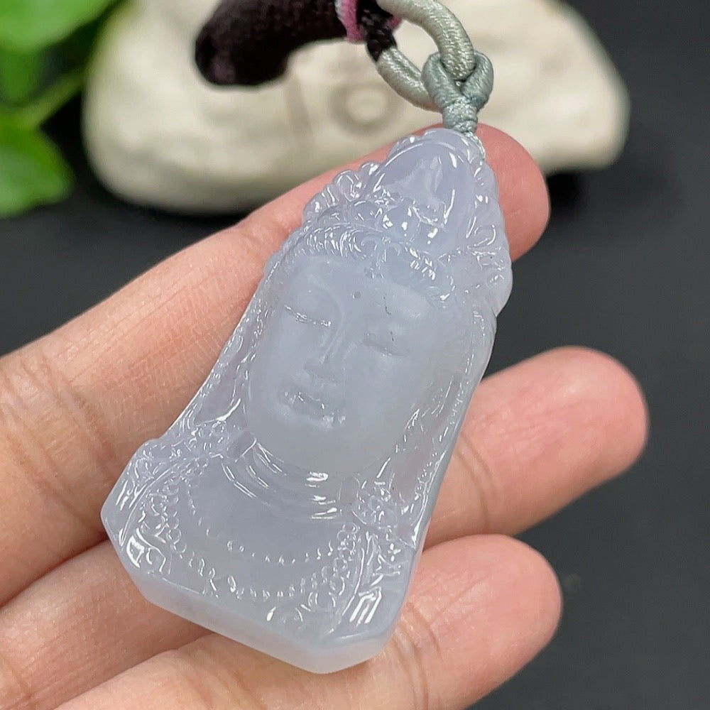 Jadeite Pendant Guanyin Total Weight Including Rope 19.23g