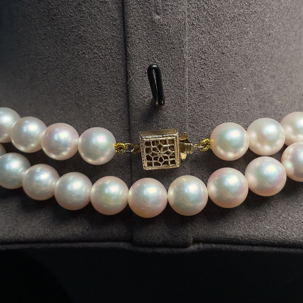 Seawater Pearl Strand, No Hallmark, Tested Gold Content Marked in Red 9K Gold, Other Parts Non-Gold, Approx. 8.5mm, Total Weight Approx. 89.46g