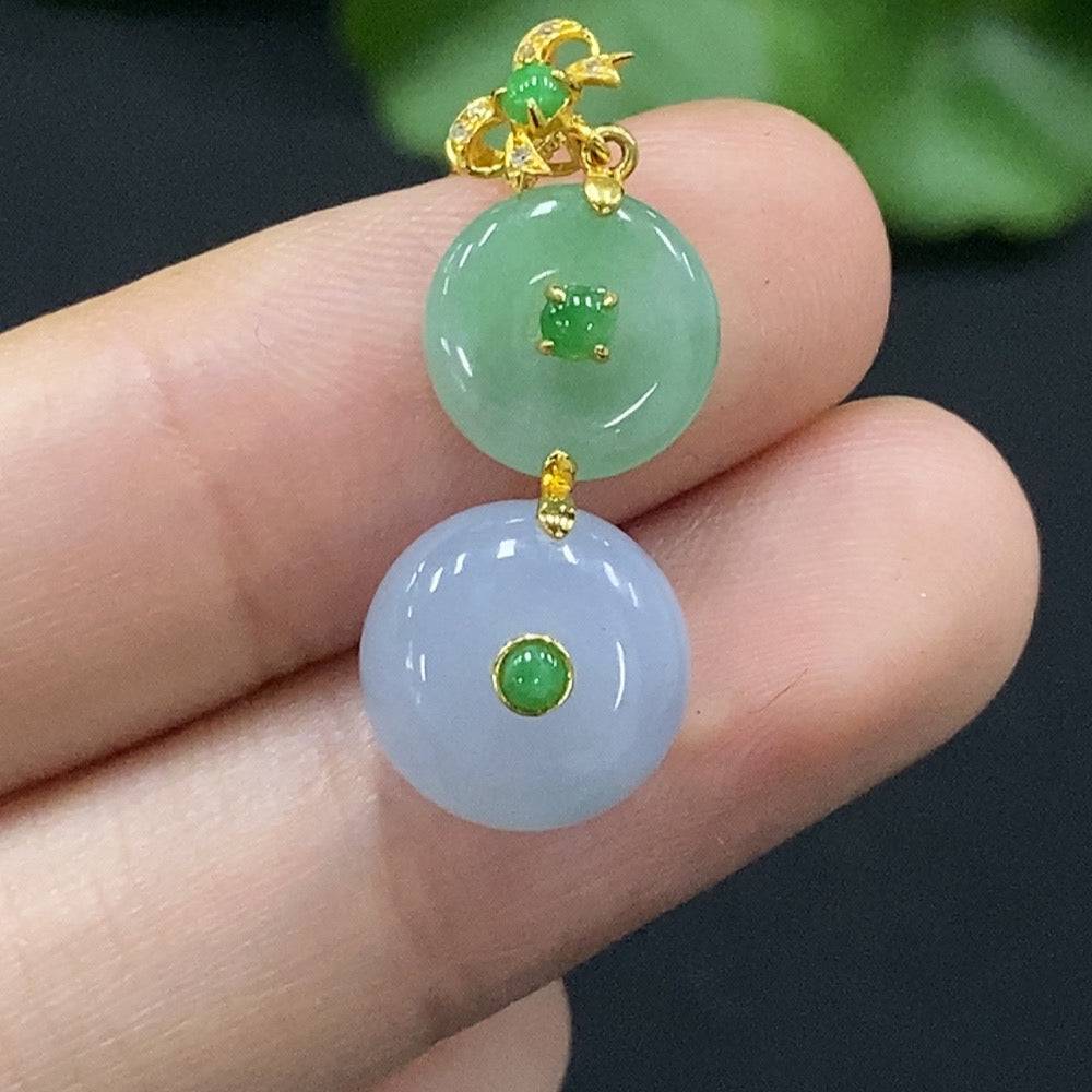Huiliu Jadeite Safety Buckle Necklace with chain, featuring a polished green jade pendant and secure clasp, certified by HUILIU HQ.