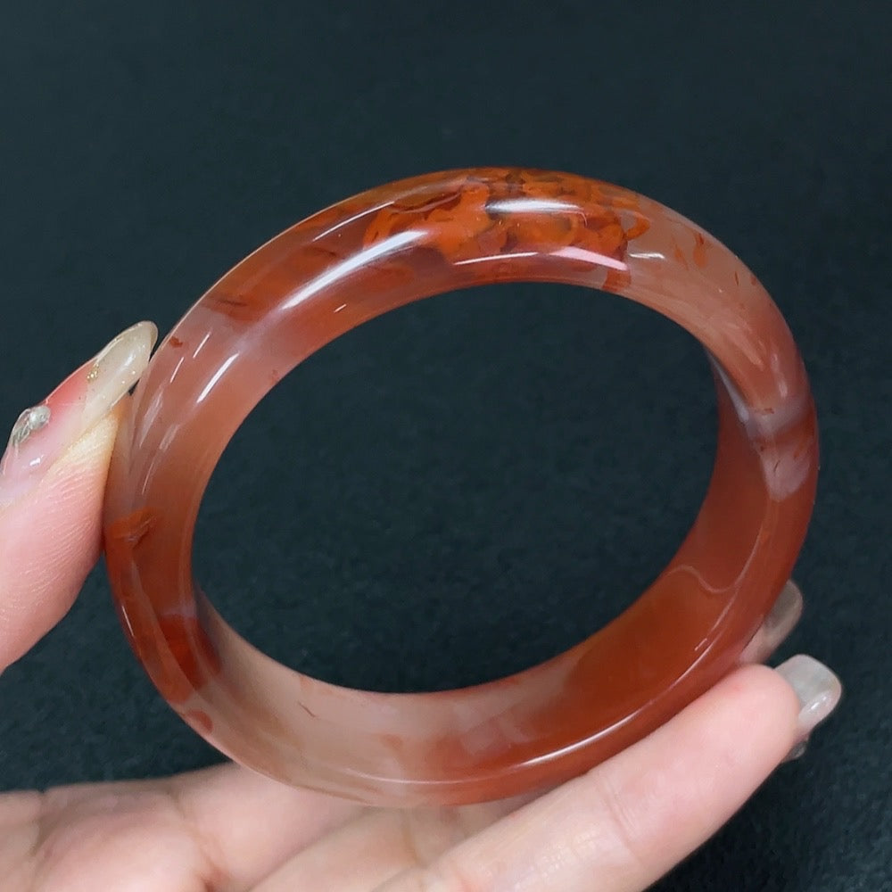 Southern Red Agate Round Bracelet Size 55.4 Total Weight Approx. 48.03g Visible Organic Matter