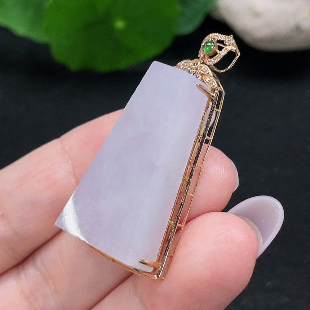 Jadeite Inlaid Pendant . (with minimum accent diamonds only) | Huiliu Certified