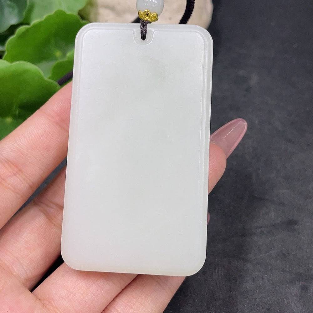 Huiliu HQ Hetian Jade plain pendant, non-engraved, showcasing smooth, polished jade stone with elegant craftsmanship.