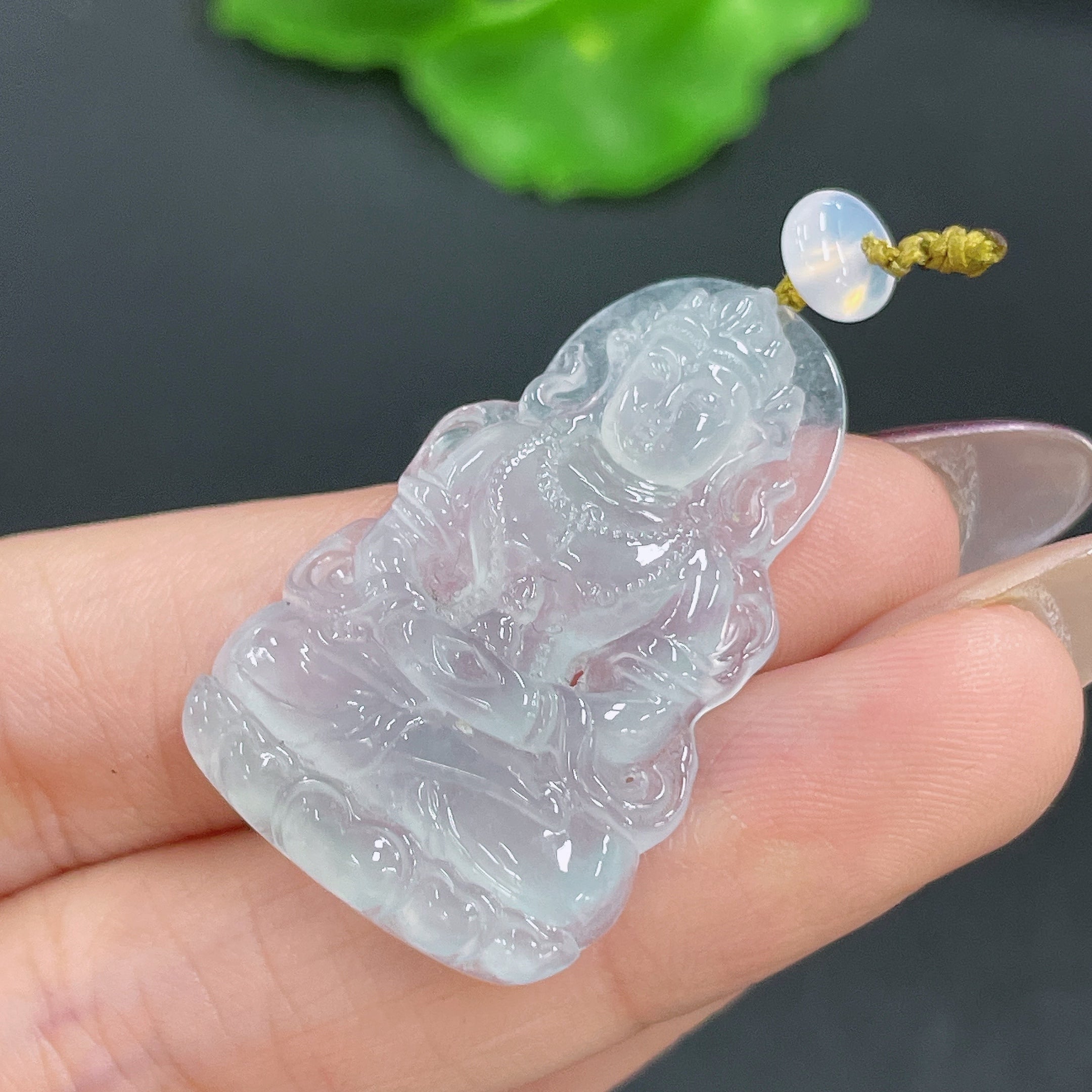 Jadeite Pendant Guanyin with Non-A Beads Total Weight Approx. 6.58g