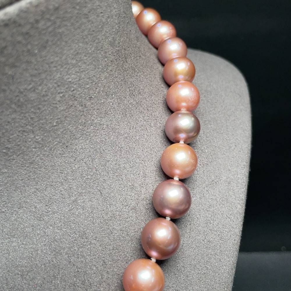 HUILIU HQ pearl bead necklace with non-gold pearls, 67.95g weight, 9-11.8mm size, featuring lustrous round pearls.