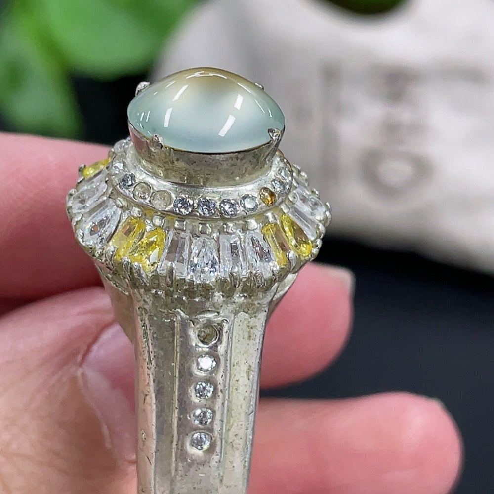 Jadeite Cabochon Non-Gold Inlaid Total Weight Approx. 23.1g