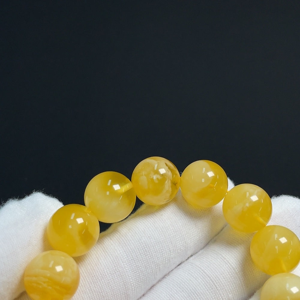 Amber Beeswax Beads Bracelet Approx.13.7mm Total Weight About 20.76g