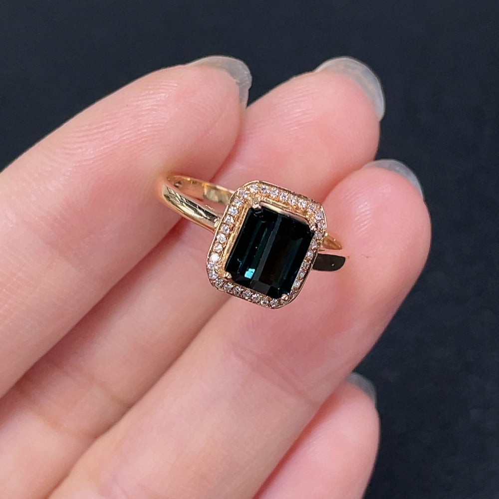 Tourmaline Ring 18k Gold with Diamond Accent