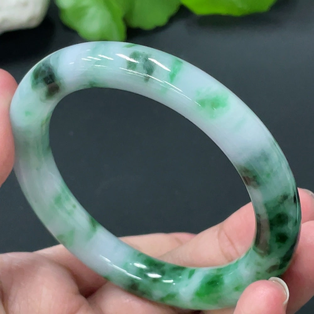 Jadeite Round Bangle Size 53.8 Total Weight Approx.50.58g with Other Mineral Components