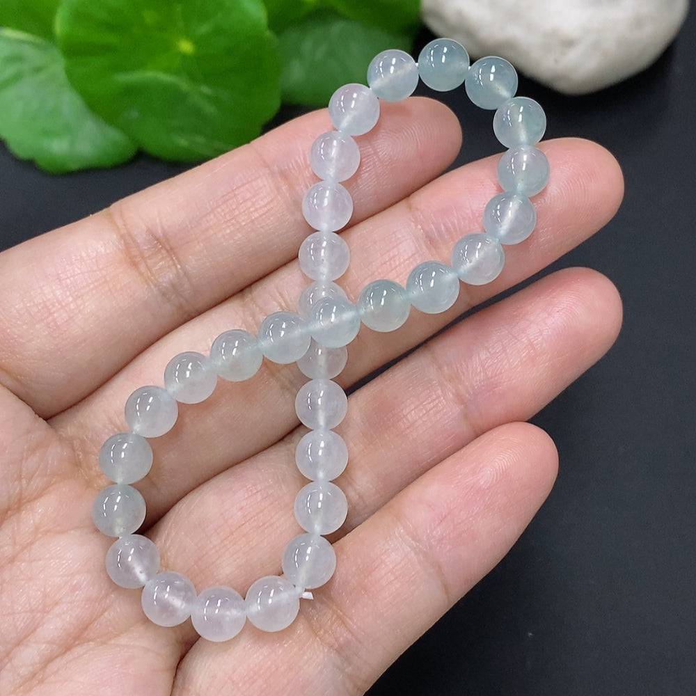 HUILIU HQ jadeite bead necklace with 5.8mm round beads, totaling approximately 11.6g, showcasing smooth, polished jade jewelry.