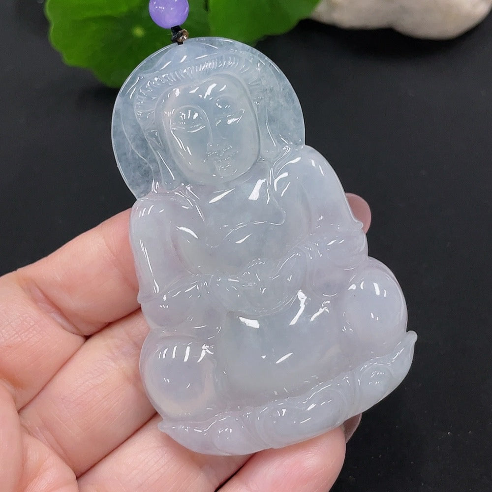 Jadeite Guanyin Pendant, total weight approx. 36.9g (accompanying beads non-grade A)
