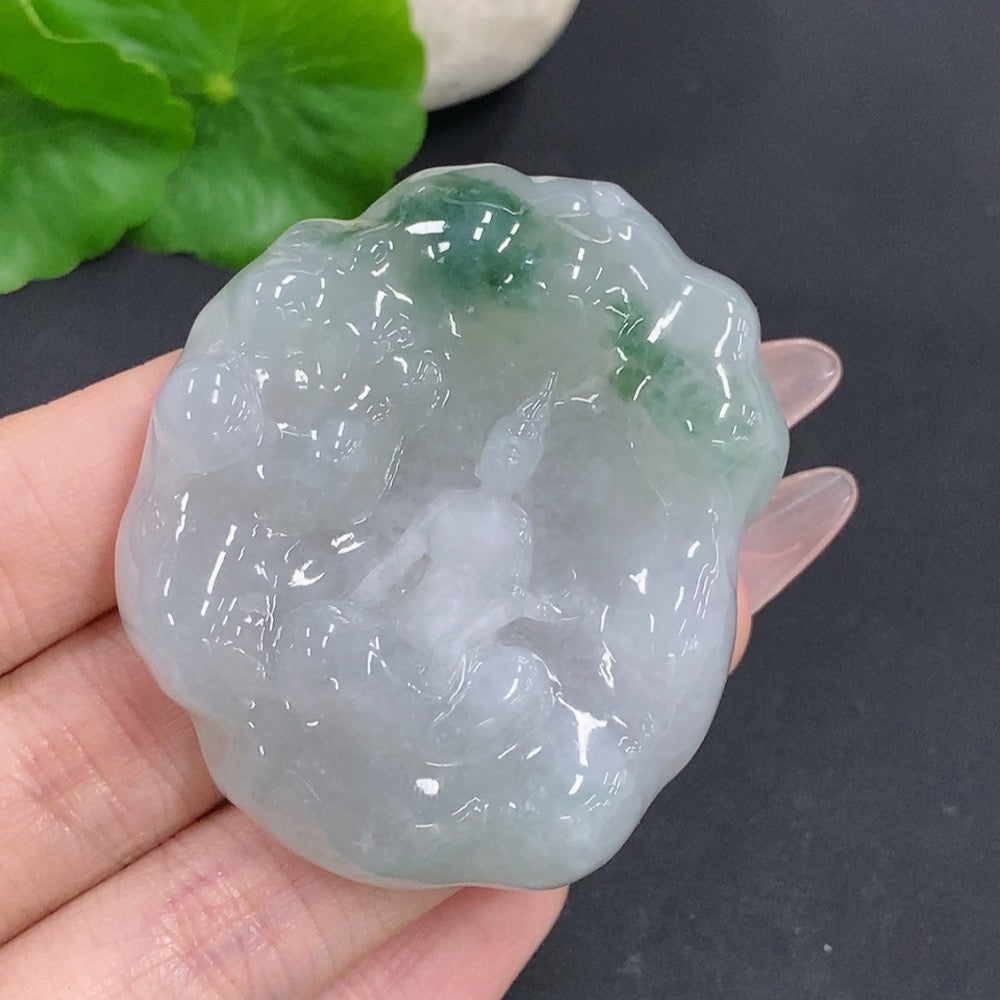 Jadeite Guanyin Pendant Total Weight Approx. 59g