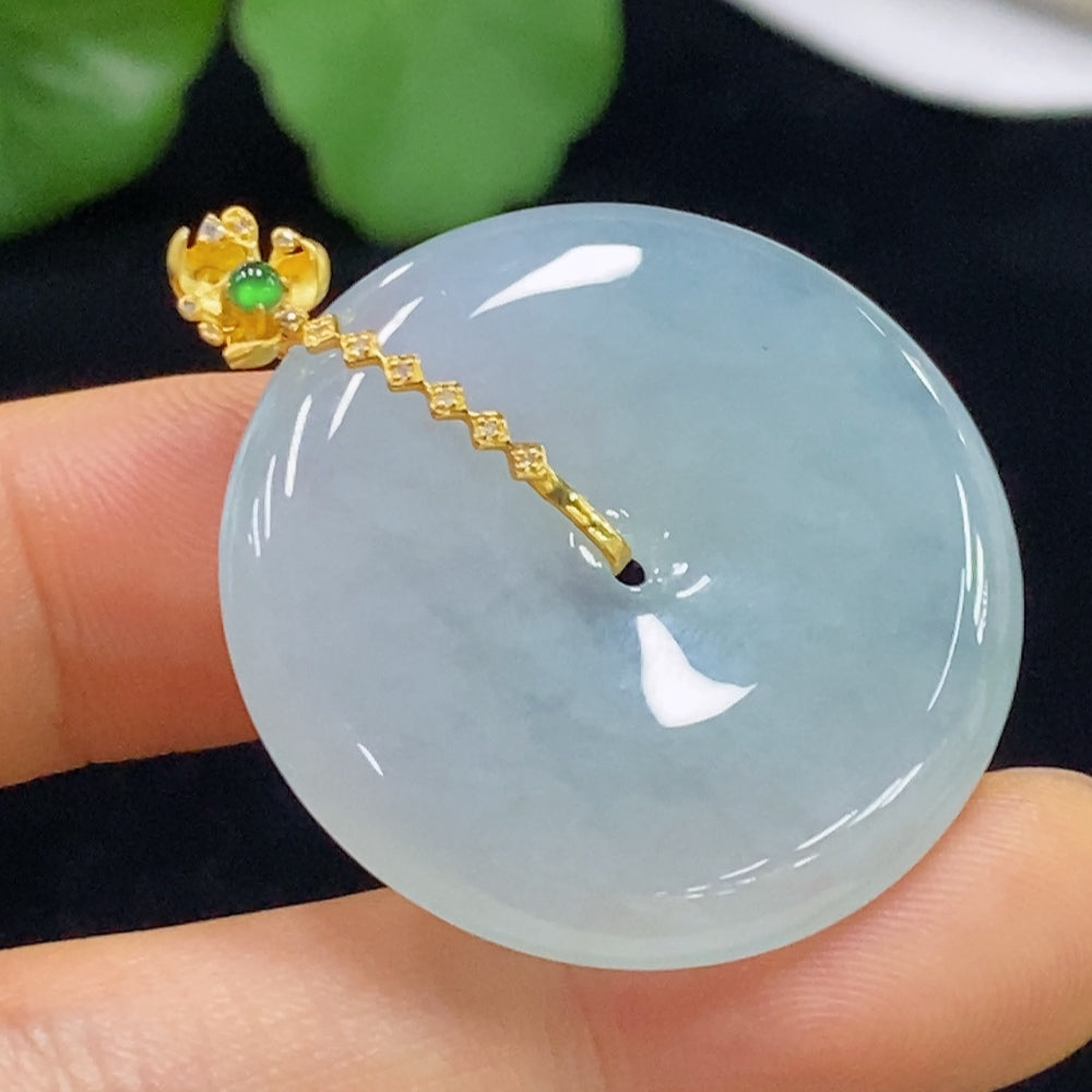 Jadeite Pendant, Peace Knot with Inlay and Diamond Accents, . | Huiliu Certified