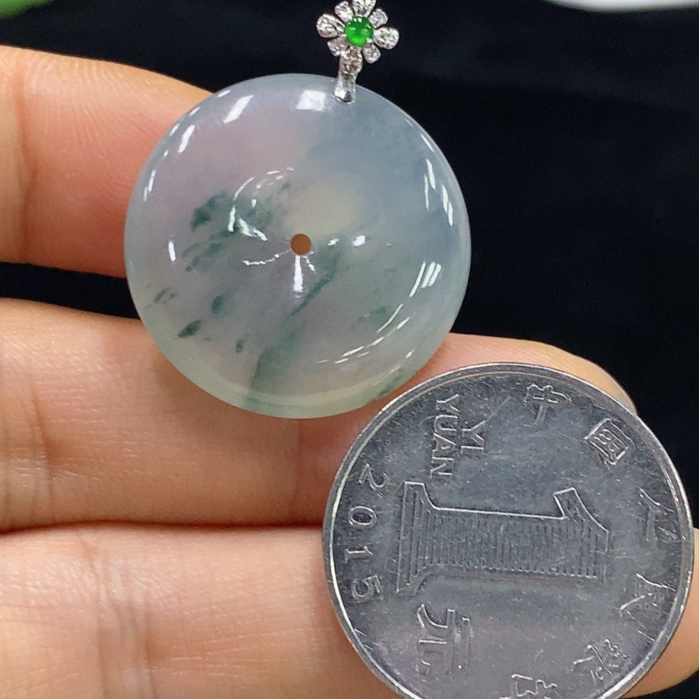 Jadeite Safety Pendant with 18K Gold, Total Weight Approx. 6.6g