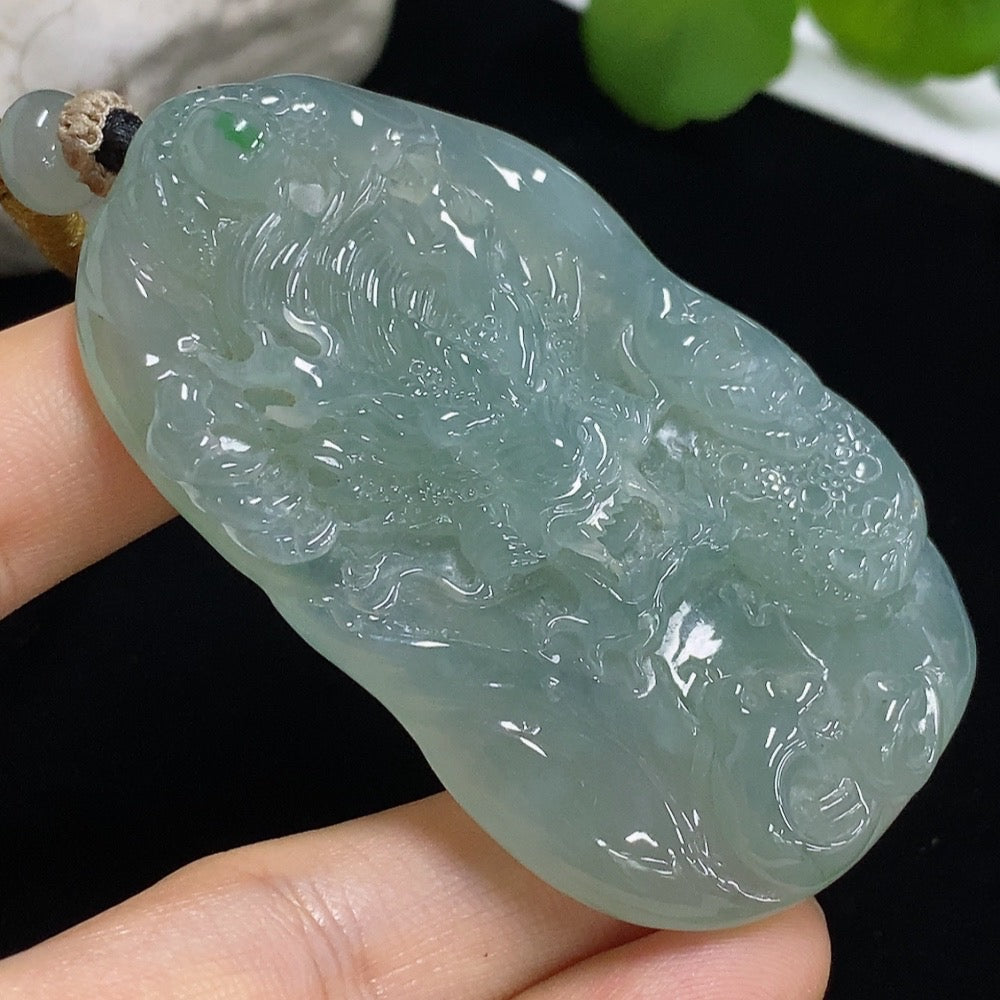 Jadeite Dragon Travels the World Pendant