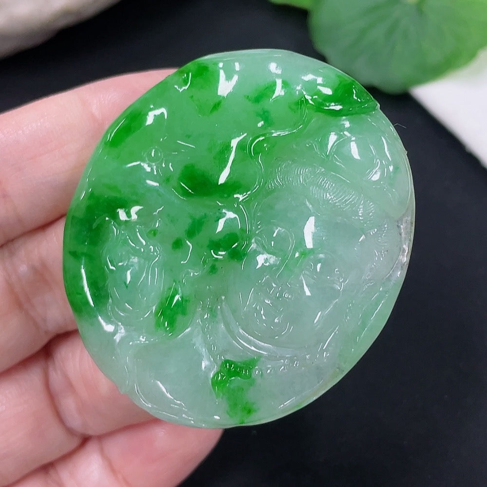 Jadeite Guanyin Pendant Total Weight Approx. 27.7g