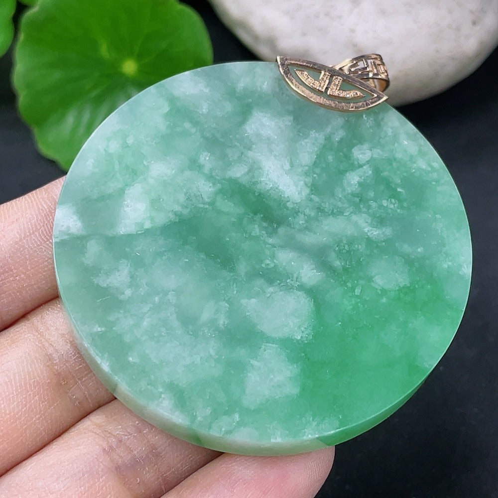 Jadeite Plain Pendant with 18K Diamond Accents