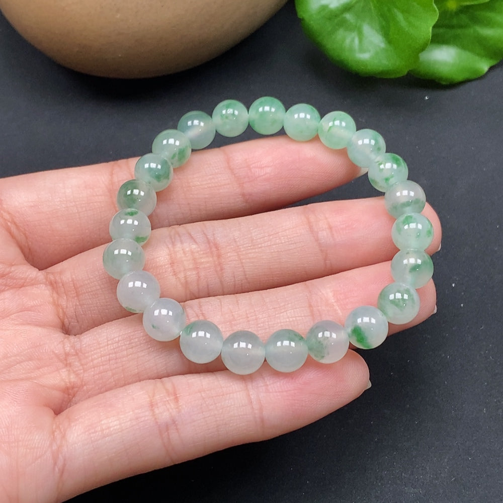 Jadeite Bracelet Approx.7.5 Beads Total Weight Approx.16.38g