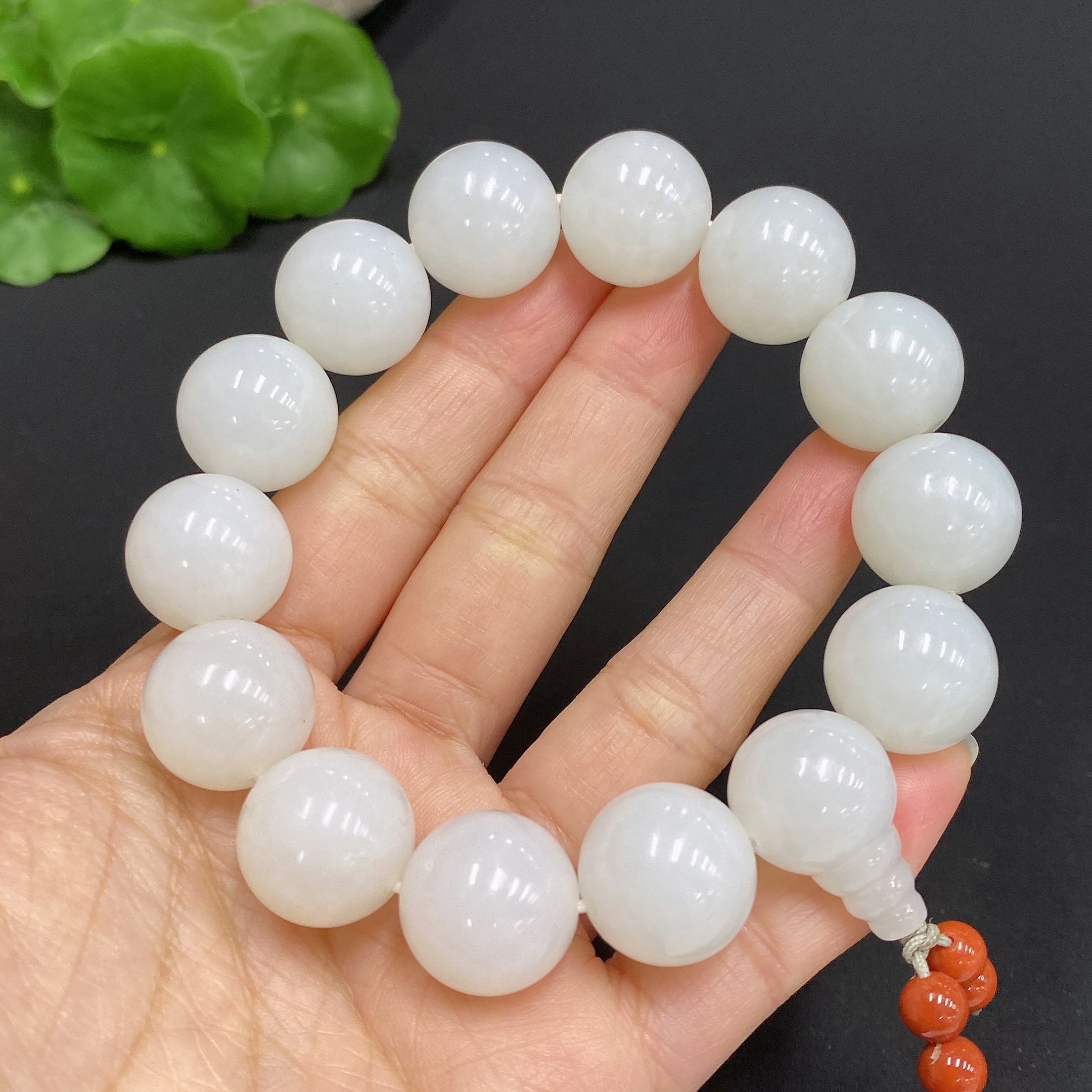 Hetian Jade Bracelet 15.7mm . with non-Hetian Jade beads | Huiliu Certified