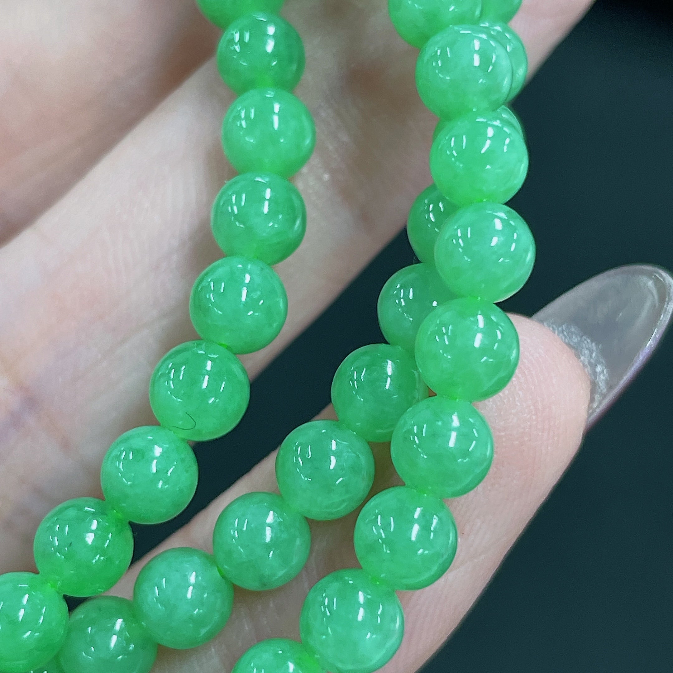 Jadeite Bead Necklace Approximately 4.8mm Non-Gold Total Weight About 23.8g