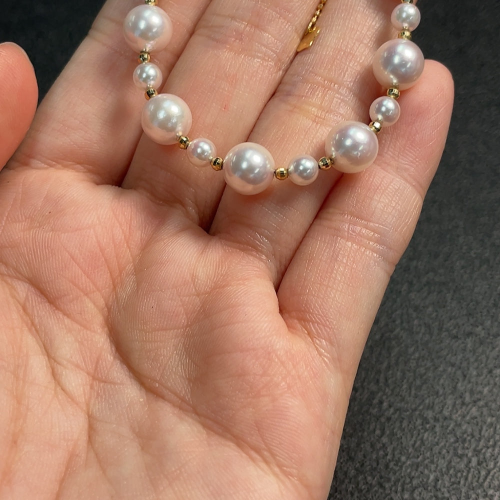 Seawater Pearl Bracelet Marked Red Non-Gold Chain + Clasp 18k Gold Content in Beads 67% String Not Detected Total Weight Approx. 7.24g Size About 4.3-7.2mm