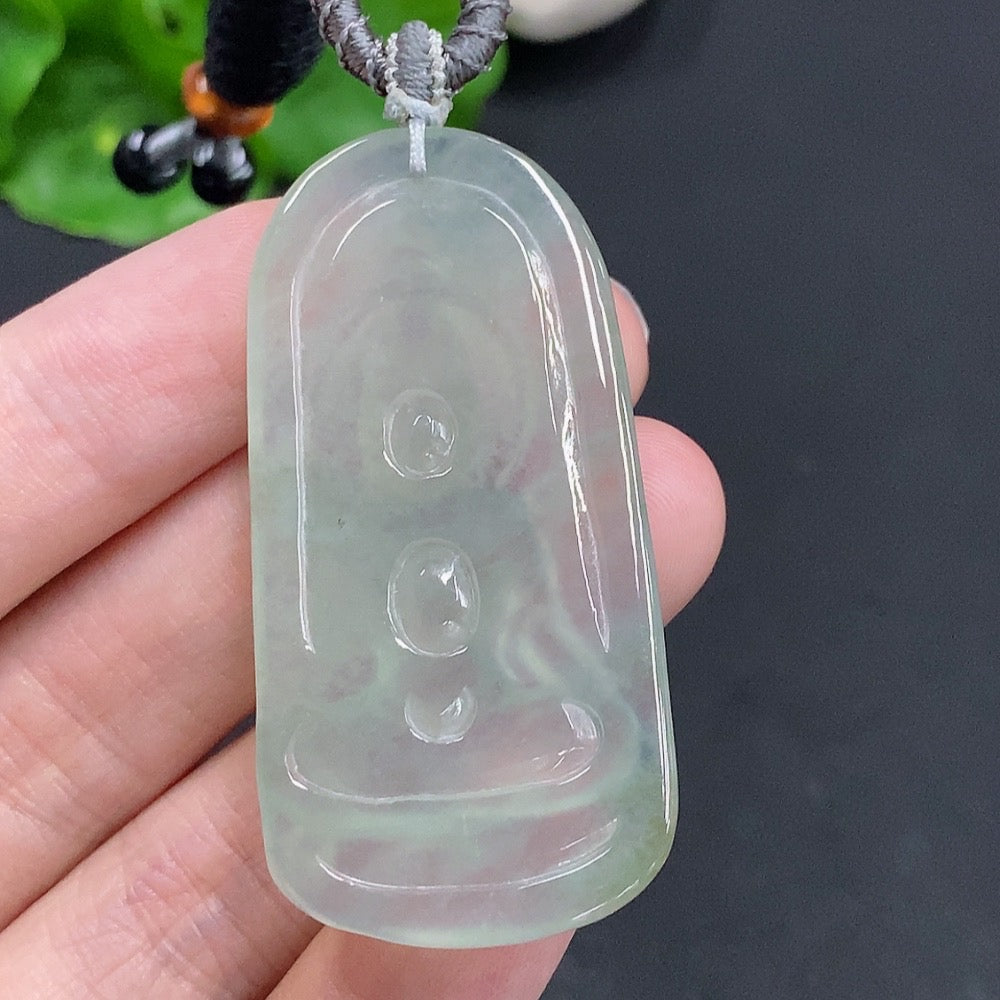 Jadeite Guanyin Pendant Total Weight Approx. 15.8g (Incl. Rope Weight)