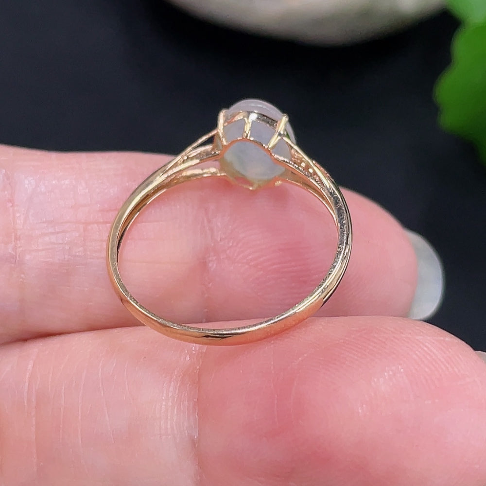 Jadeite Cabochon Ring 18K Gold Size 14 Total Weight Approx.1g (Non-Diamond)