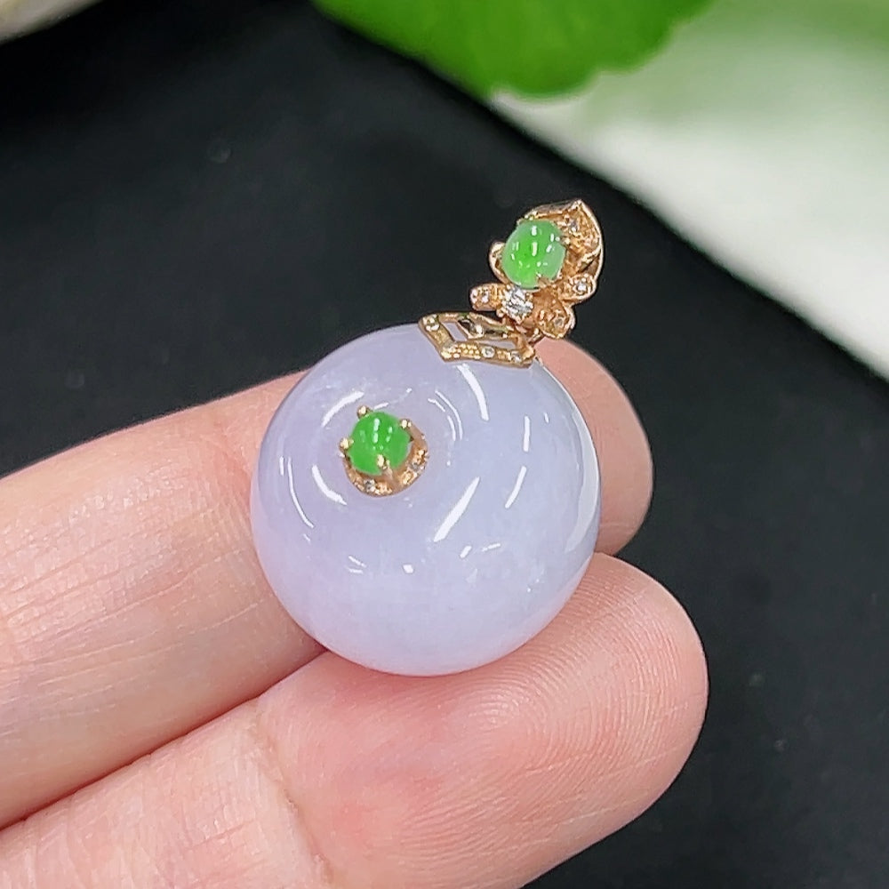 Jadeite Safety Buckle Pendant . (with Diamond Accents) | Huiliu Certified