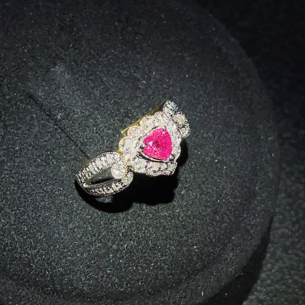 Ruby Inlaid Ring, 18k Gold, Diamond Accents