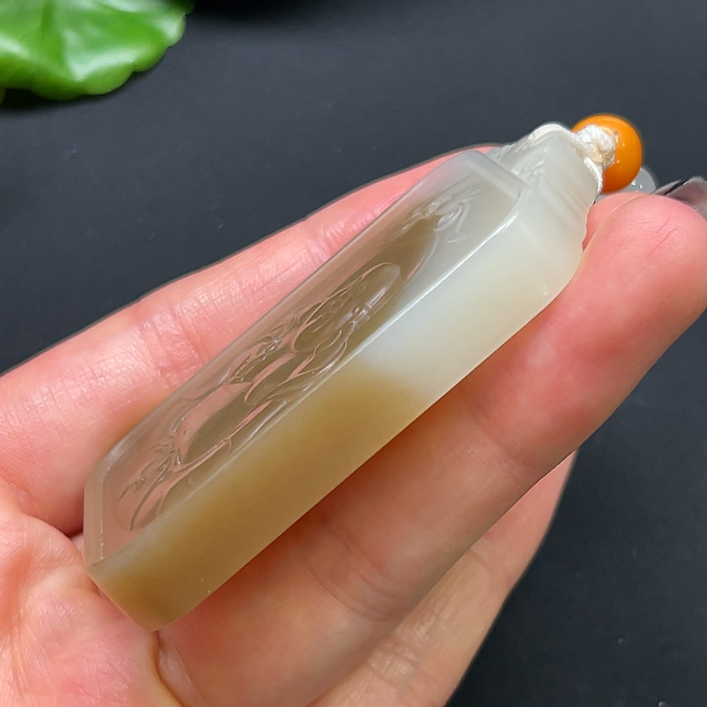Hetian Jade Buddha Pendant with Non-Hetian Jade Beads