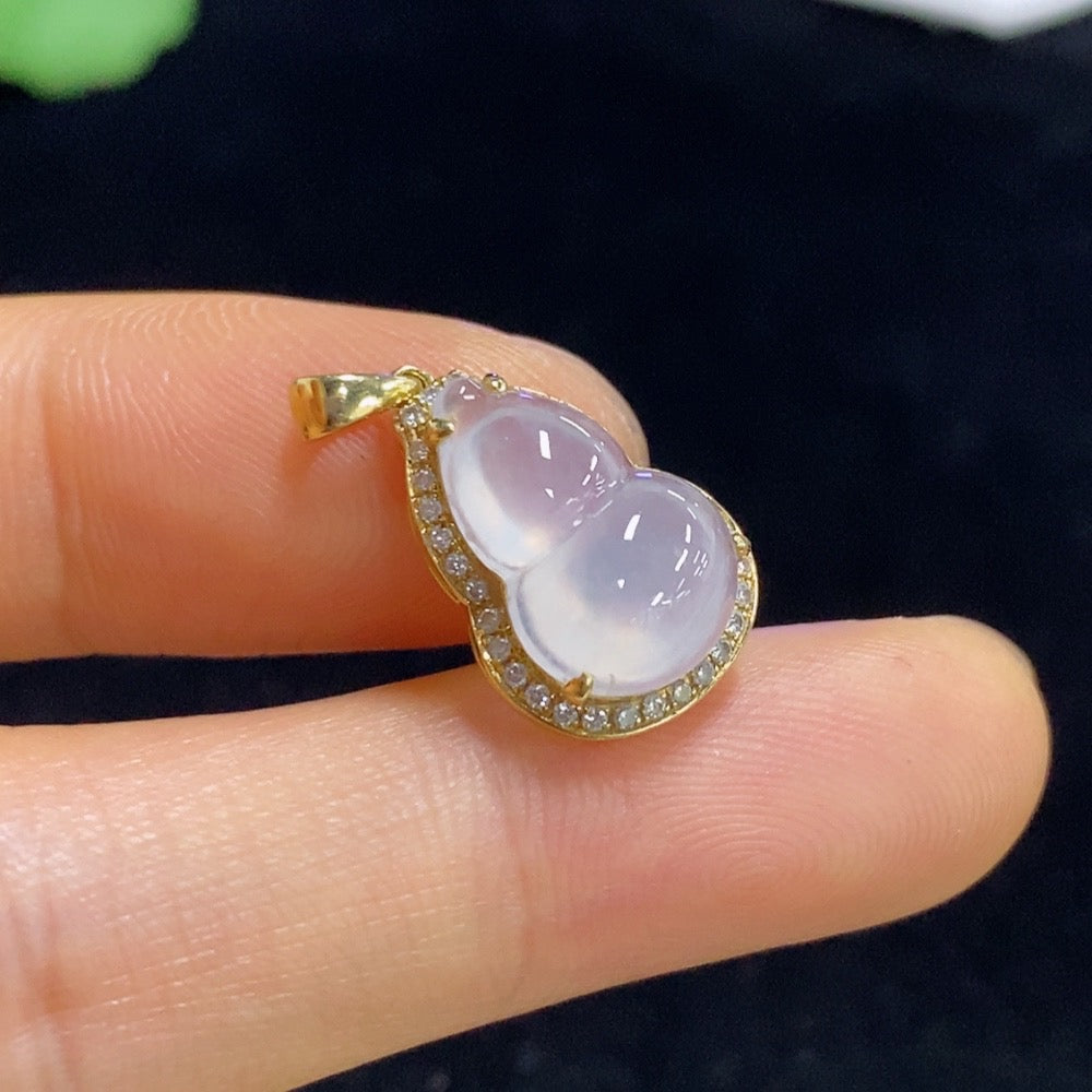 Jadeite Gourd Inlaid Pendant . | Huiliu Certified