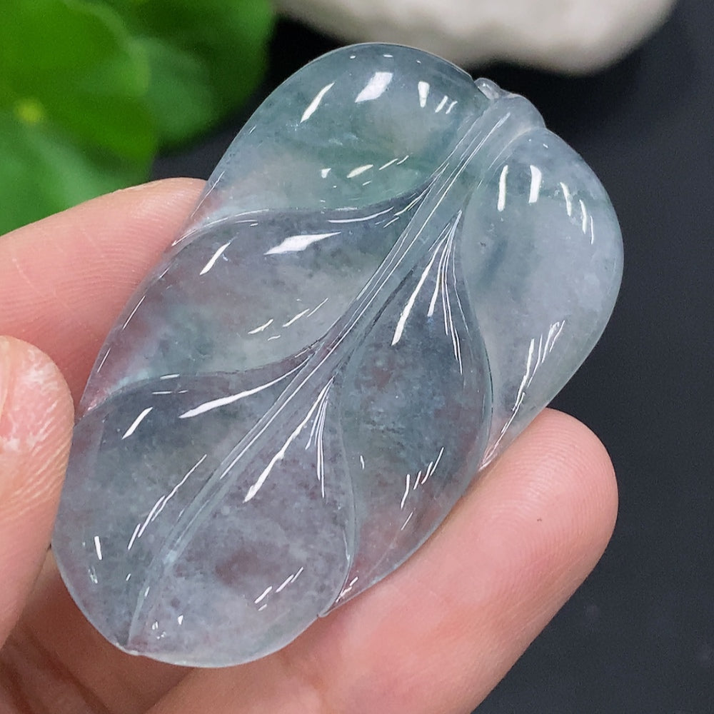 Jadeite Leaf Inlaid Piece, Total Weight Approx. 11.2g
