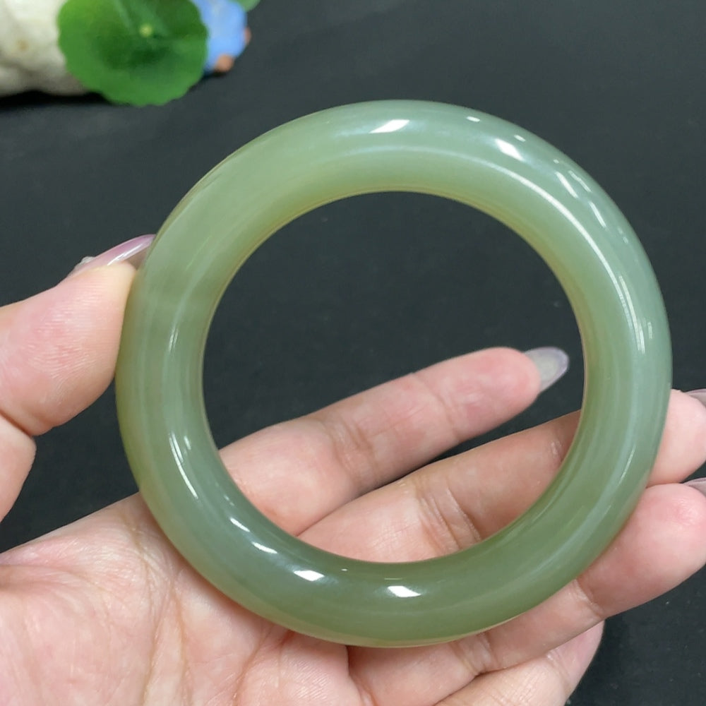Hetian Jade Round Bangle Size 56.4 Total Weight Approx. 76.7g