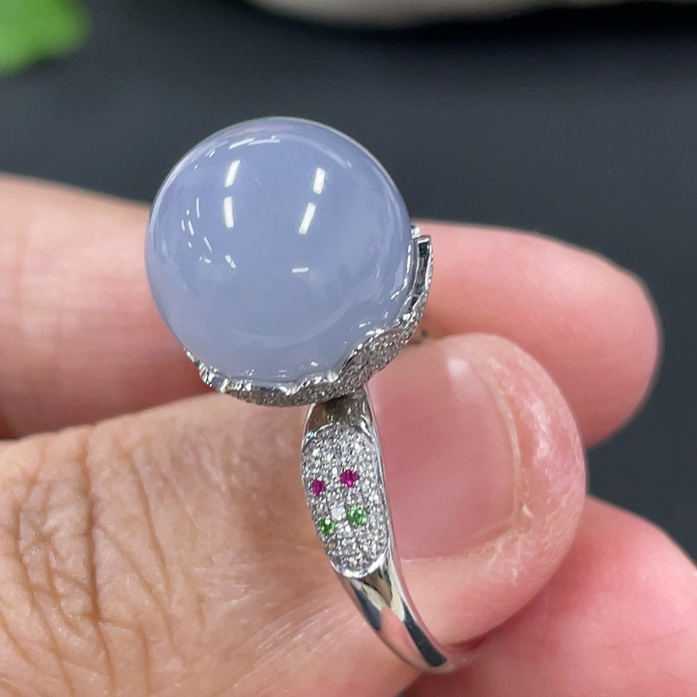 Jadeite Bezel Ring in 18K Gold, Approx. 7g with Diamond Accents (Colorless)