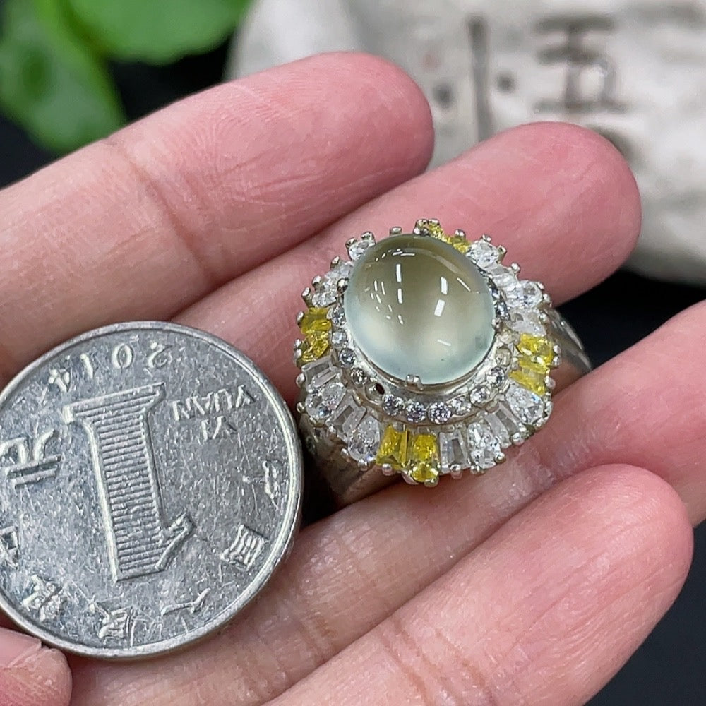 Jadeite Cabochon Non-Gold Inlaid Total Weight Approx. 23.1g