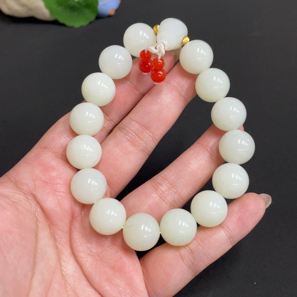 Hetian Jade Bracelet, . 13.8mm, ., contains other mineral components | Huiliu Certified