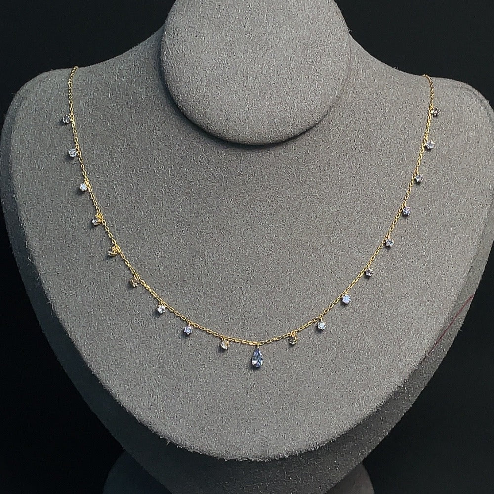 HKHQ tanzanite inlaid gemstone necklace with 87% tanzanite, total weight approx. 2.66g, showcasing vibrant blue-purple stones.