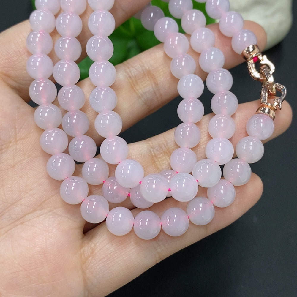 Jadeite Beaded Necklace Approx. 7.3mm Non-Gold Total Weight Approx. 57.4g