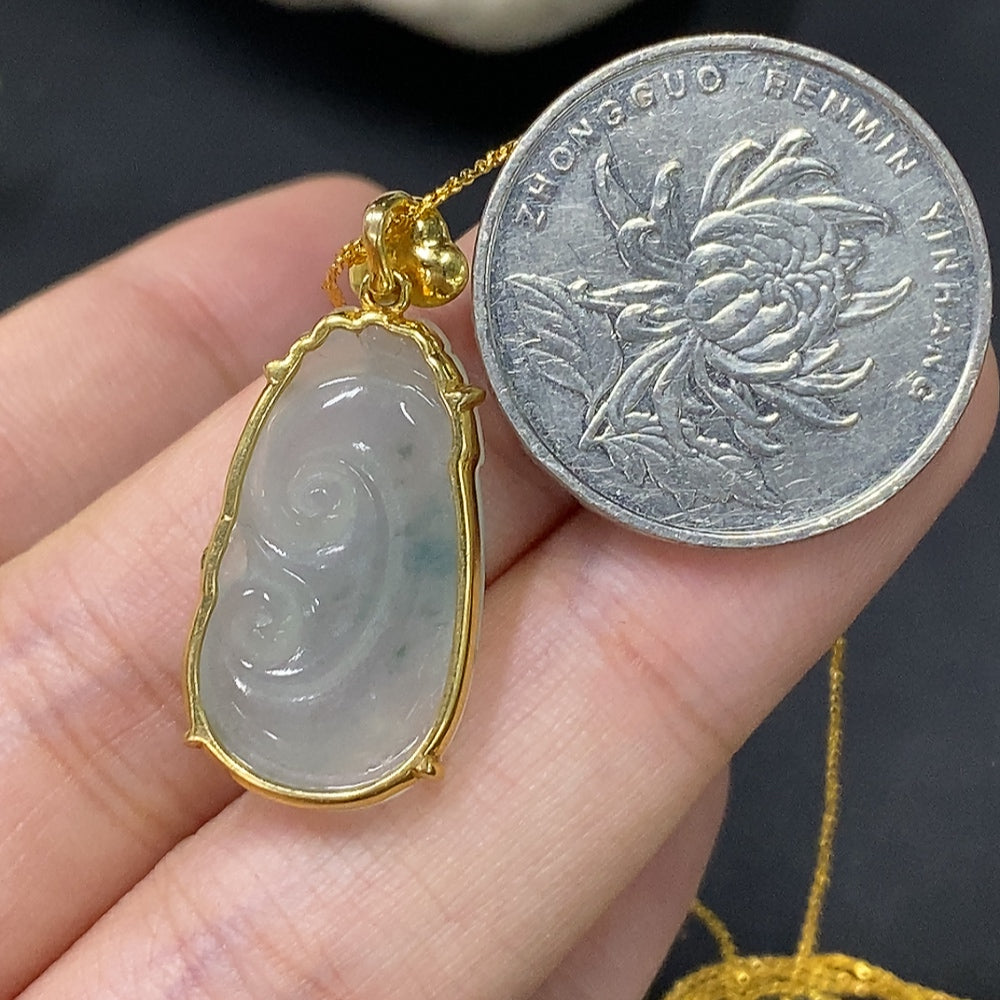 Jadeite Pendant Main Body 18k Rest Non-Gold Total Weight with Chain Approx. 4.33g