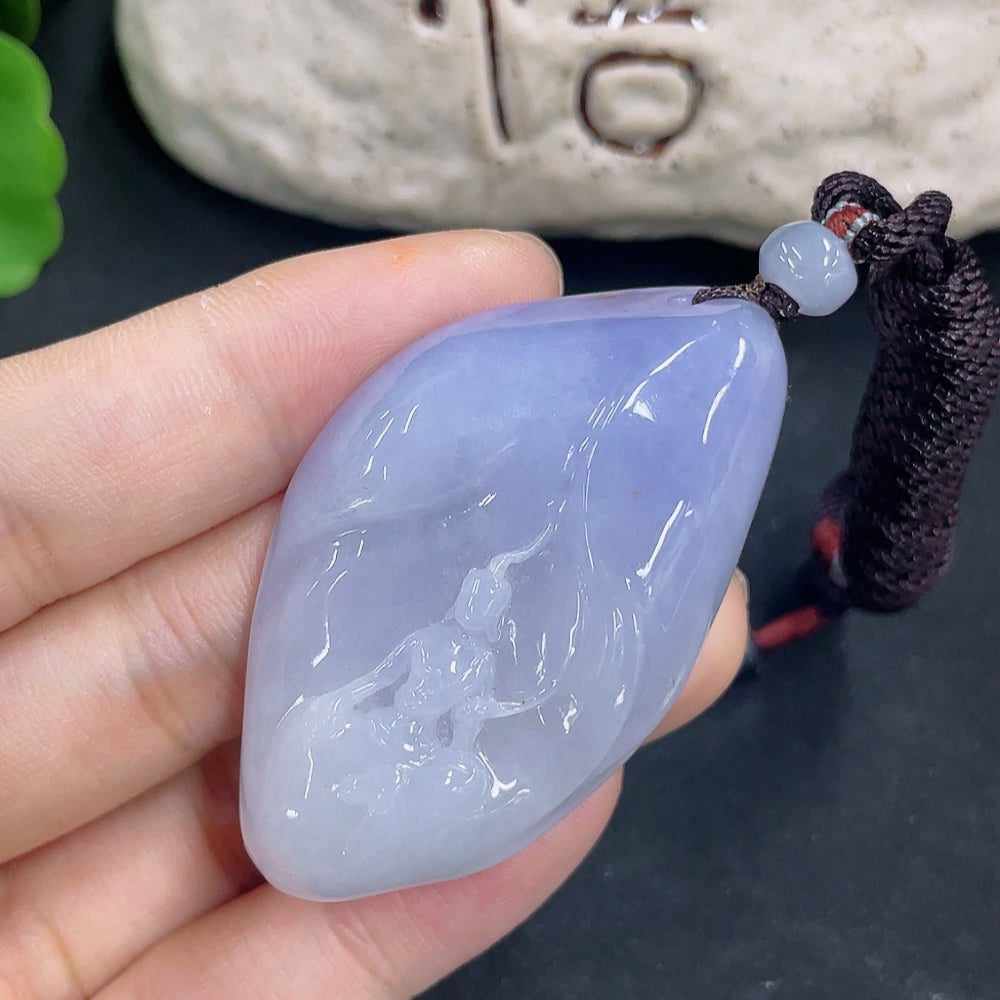 Jadeite Pendant Wu Xiang with Cord Total Weight Approx. 39.7g